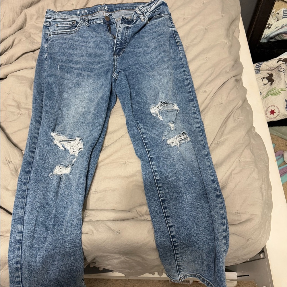 Women's Blue Distressed Jeans